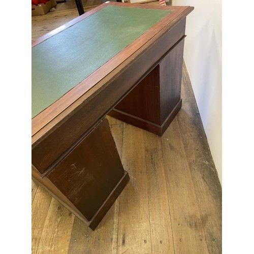 967 - A late Victorian walnut pedestal desk, 108 cm wide