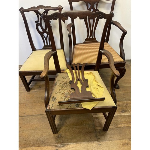 898 - A Chippendale style mahogany armchair, another, and a single chair (3)