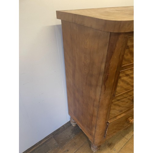 936 - A late Victorian mahogany bow front chest, having two short and three long drawers, 119 cm wide