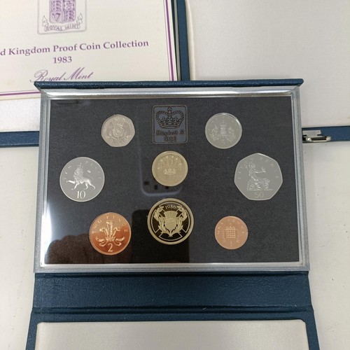 408 - A group of year proof coin sets, 1971-1983, and 1985-1986