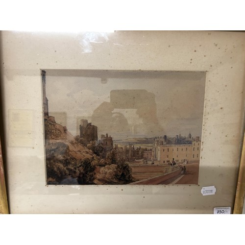 750 - 19th century, English school, Windsor Castle, watercolour, 23 x 30 cm and another of Eton College, 2... 