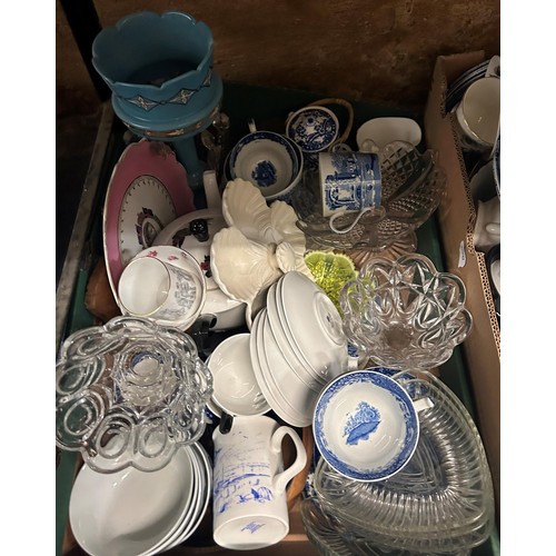 759 - Assorted Spode blue and white ceramics, other ceramics and glassware (4 boxes)