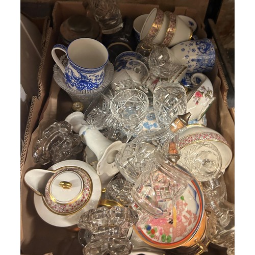 759 - Assorted Spode blue and white ceramics, other ceramics and glassware (4 boxes)