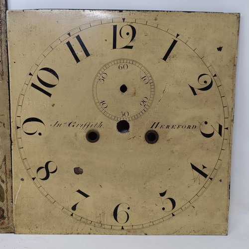 838 - A longcase clock face 30 x 32 cm, and another (2)