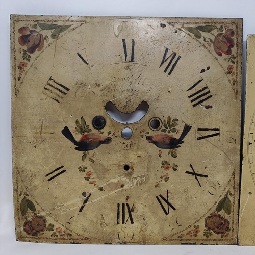 838 - A longcase clock face 30 x 32 cm, and another (2)