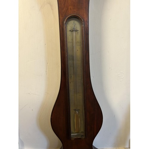 833 - A 19th century barometer, in a mahogany case, 100 cm high