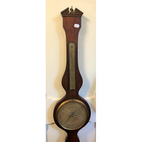 833 - A 19th century barometer, in a mahogany case, 100 cm high