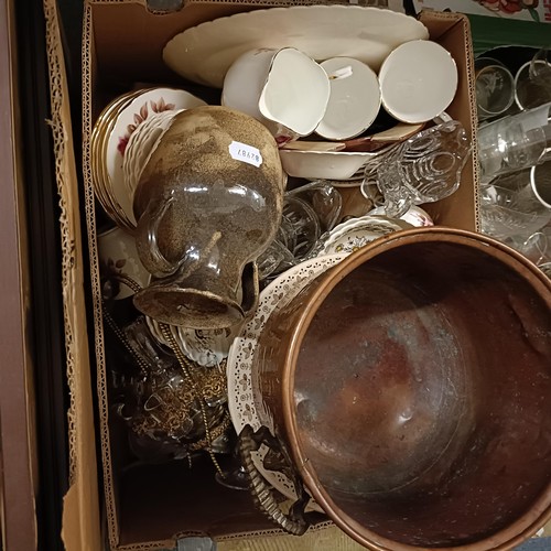 767 - A Spode blue and white bowl, assorted ceramics, prints and other items (4 boxes)