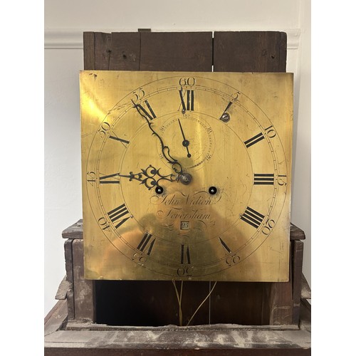 842 - A longcase clock, the brass dial signed John Vidion Feversham, with a subsidiary seconds dial and da... 