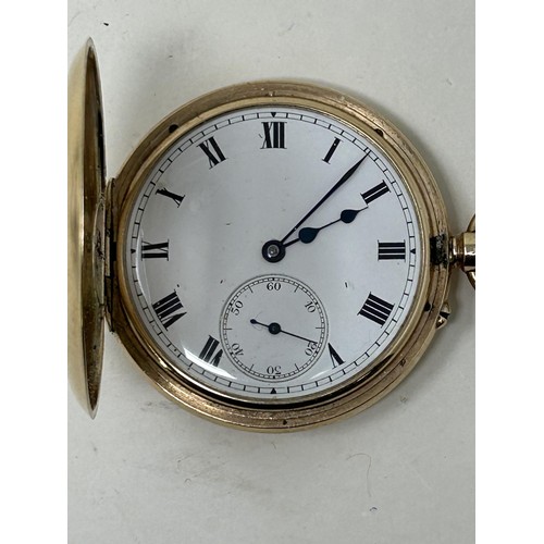 791A - A 9ct gold half hunter pocket watch, with presentation inscription