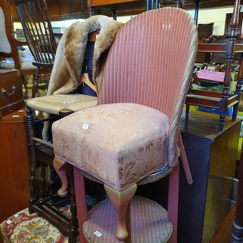 911 - A 1970's cocktail cabinet, 82 cm wide, a mahogany and brass bound box, a child's chair, a nest of oa... 