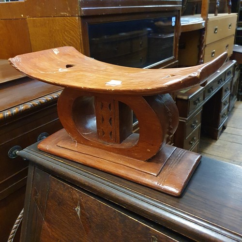 924 - Three African stools, and a student's bureau (4)