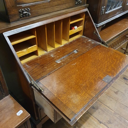 927 - A pair of oak bedside chests, a corner cabinet, a bureau, a barometer, and assorted other furniture ... 