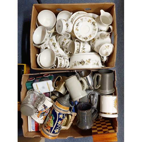 763 - A Royal Doulton Larchmont part service and assorted other items (2 boxes)