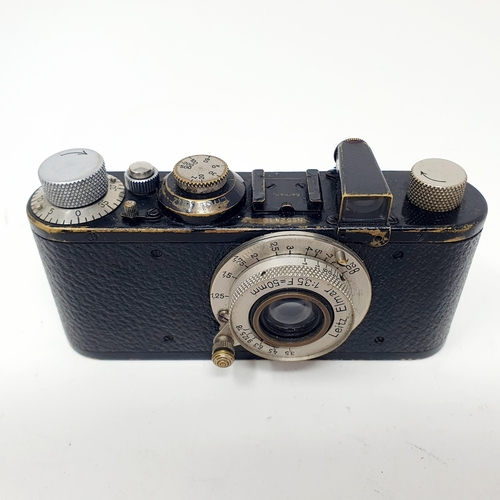 698 - A Leica 1 camera, No. 52140, in part leather case with an Elmar F=50mm 1:3.5 lens