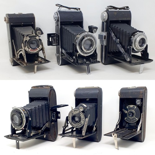 616 - An Ensign bellows camera, an Art Deco Agfa bellows camera, a Kodak bellows camera, an Ensign-Special... 