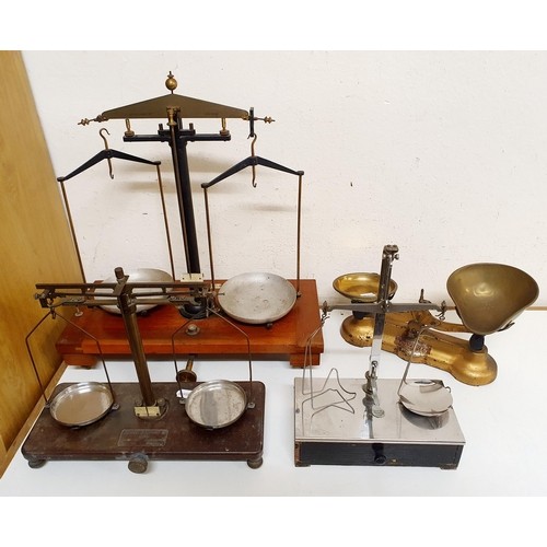 724 - *** Regretfully Withdrawn ****A set of laboratory scales, in a mahogany case, 45 cm wide, five other... 