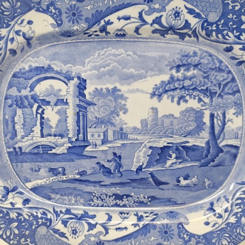 515 - A Spode blue and white Italian meat plate, 44 cm wide