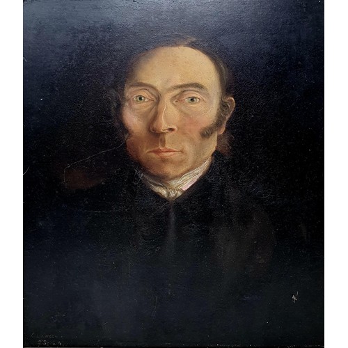 324 - 19th century, English school, portrait of a gentleman, oil on board, 34 x 28 cm