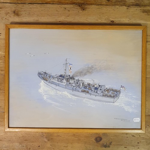 355 - S Williams, a fast Royal Navy vessel, watercolour, 45 x 59 cm