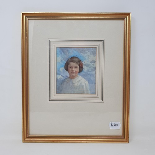 357 - W Norman McCarthy-Mor, portrait of a young girl, watercolour, signed, 14 x 10 cm