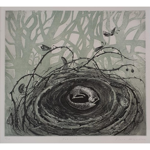 386 - Flora McLachlans, Mid Summers, etching, signed, 26 x 30 cm, The White Hart, print, signed, 27 x 30 c... 