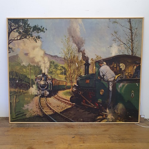 393 - After Terence Cuneo, a locomotive, print, 120 x 83 cm, and five others similar (6)