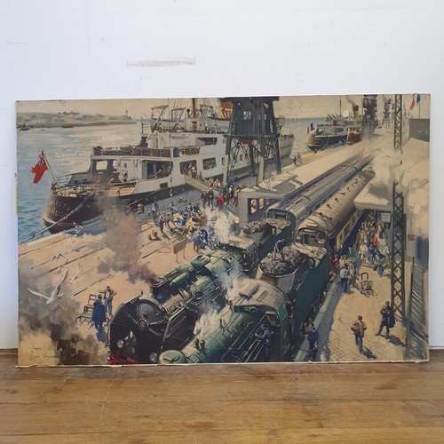 393 - After Terence Cuneo, a locomotive, print, 120 x 83 cm, and five others similar (6)