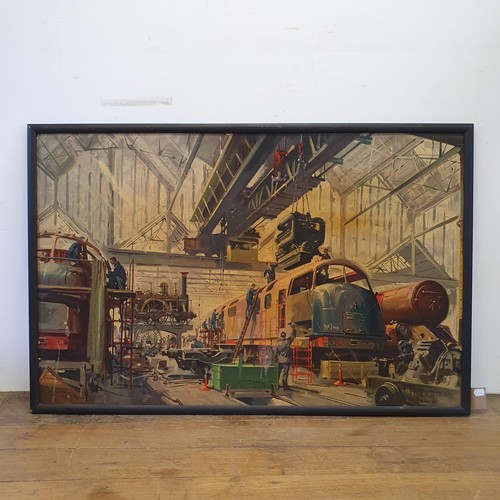 393 - After Terence Cuneo, a locomotive, print, 120 x 83 cm, and five others similar (6)