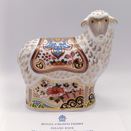 626 - A Royal Crown Derby limited edition paperweight, Imari Ewe, 11 cm high, with a certificate, boxed 
P... 