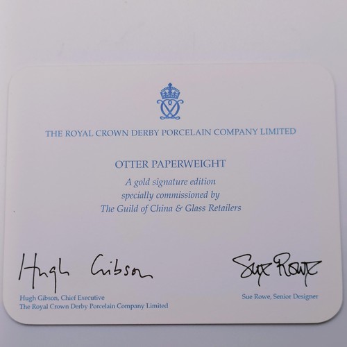 630 - A Royal Crown Derby limited edition paperweight, Otter, 8 cm high with a certificate, boxed 
Provena... 