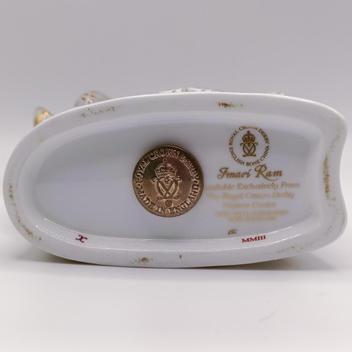 636 - A Royal Crown Derby limited edition paperweight, Imari Ram, 11 cm high, with a certificate, boxed Sl... 