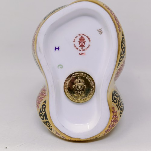 641 - A Royal Crown Derby paperweight, Old Imari Snake, 9 cm high, boxed, and Woodland Pheasant, 18 cm wid... 