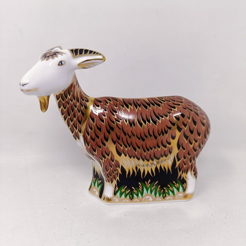 643 - A Royal Crown Derby paperweight, Rocky Mountain Bear, 8 cm high, boxed, and Nanny Goat, 8 cm high, b... 