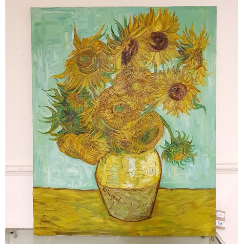 325 - After Van Gogh, sunflowers, oil on canvas, 90 x 73 cm