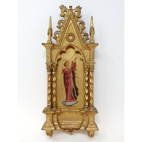 366 - 19th century, Italian school, study of a saint, on a gilt background, in an architectural style fram... 