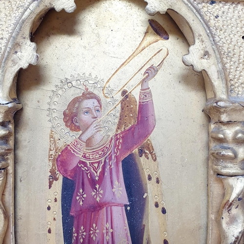 366 - 19th century, Italian school, study of a saint, on a gilt background, in an architectural style fram... 