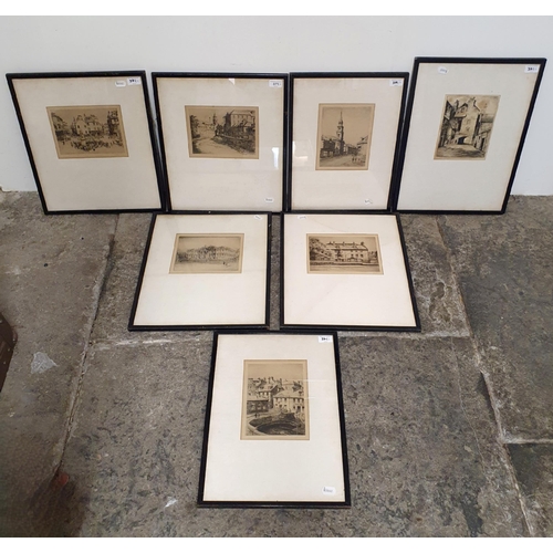 371 - A set of six drypiont etchings by Thomas Paterson (Scottish) signed in pencil c irca 1920 and anothe... 