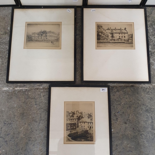 371 - A set of six drypiont etchings by Thomas Paterson (Scottish) signed in pencil c irca 1920 and anothe... 