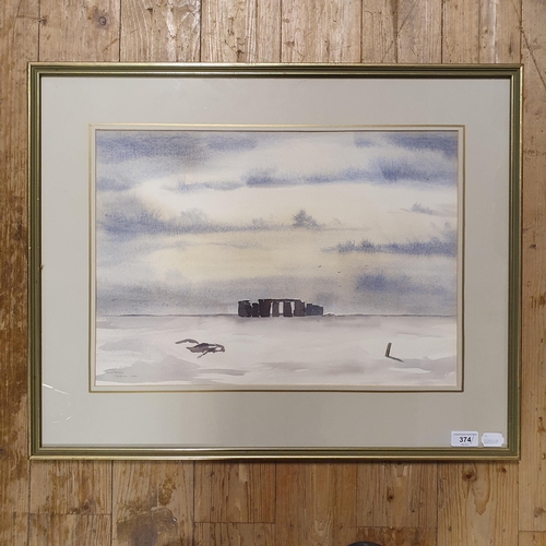 374 - Alan Fenton, Stonehenge, watercolour, signed, 37 x 50 cm