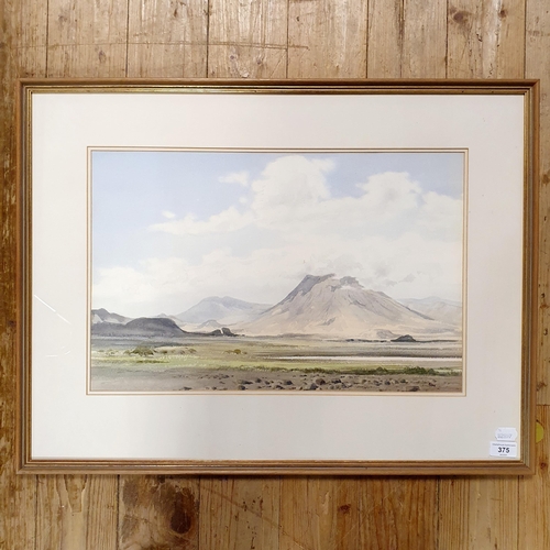 375 - Rena, an African landscape with a mountain, watercolour, signed, 34 x 50 cm