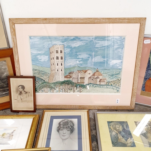 397 - 20th century, Italian school, landscape, watercolour, indistinctly signed, 31 x 48 cm, and other ass... 