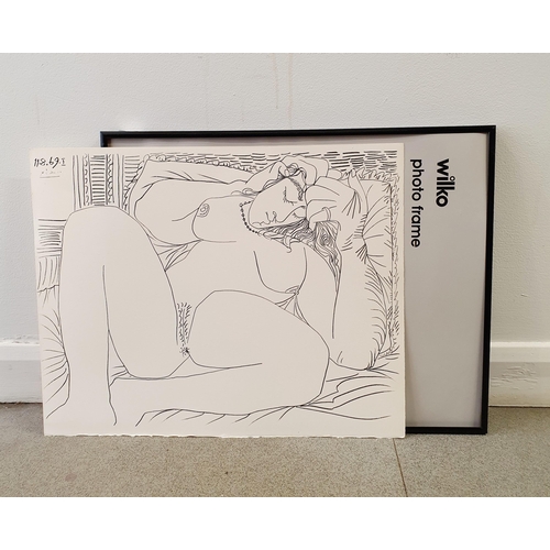 423 - After Picasso, study of a nude, print, facsimile signature, 40 x 49 cm