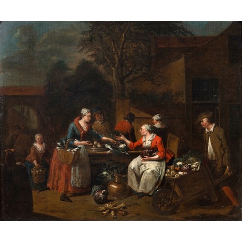 364 - Attributed to Jan Baptist Lambrechts (1680-1731), a market scene with vegetables and other produce, ... 