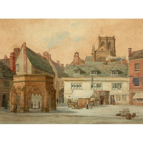 344 - 19th century, English school, The Parade, Sherborne, watercolour, initialed MM dated 1881, 44 x 58 c... 