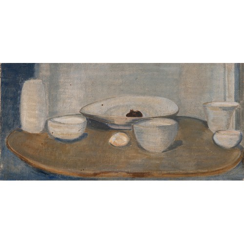 339 - 20th century, English school, a still life of pottery, oil on canvas, 40 x 60 cm