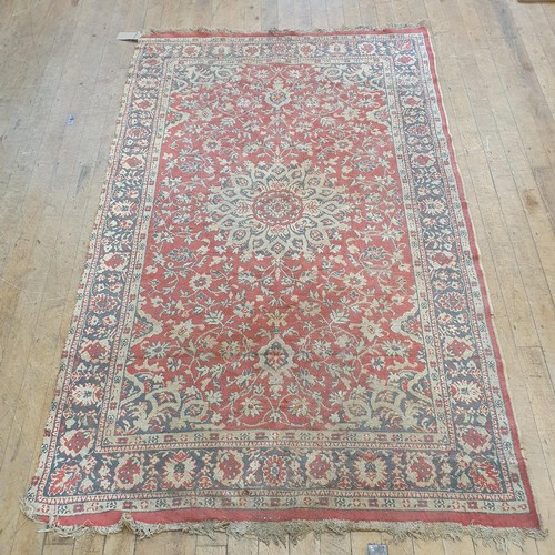 862 - A Persian type prayer mat, 122 x 85 cm, and a Persian red ground rug, 220 x 140 cm (2)