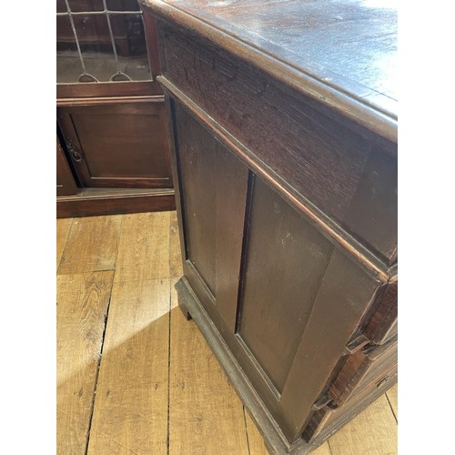 759 - An 18th century oak chest, having four drawers, 93 cm wide