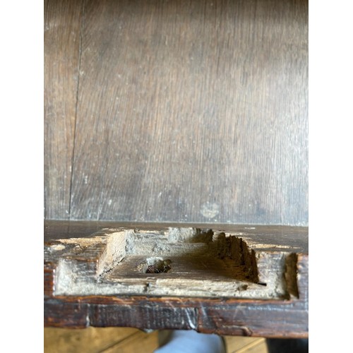 759 - An 18th century oak chest, having four drawers, 93 cm wide