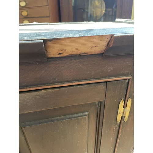 758 - An oak bureau, 90 cm wide, a wall shelf, an oak cupboard, and a corner cabinet (4)